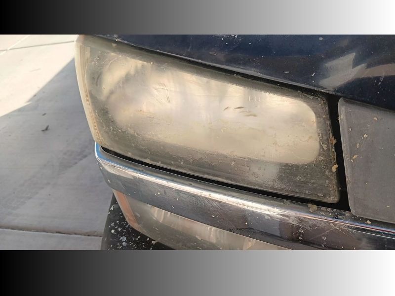 Before headlight restoration on vehicle with yellowed headlight